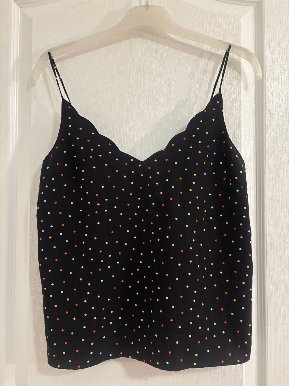Topshop Black Polka Dot Scallop V-Neck Cami